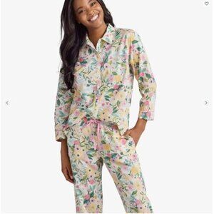 Rifle Paper Co x The Company Store, Silk, Floral Patterned Pajama Set